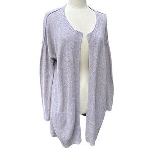 James Perse Cotton Long Cardigan Gray Coastal Grandma Quiet Luxury Pockets-2/M